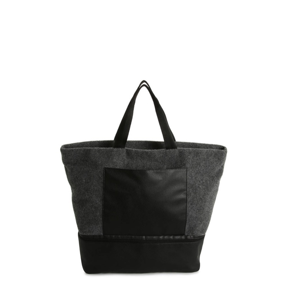 Grey and Black Zippered Tote with Shoe Compartment